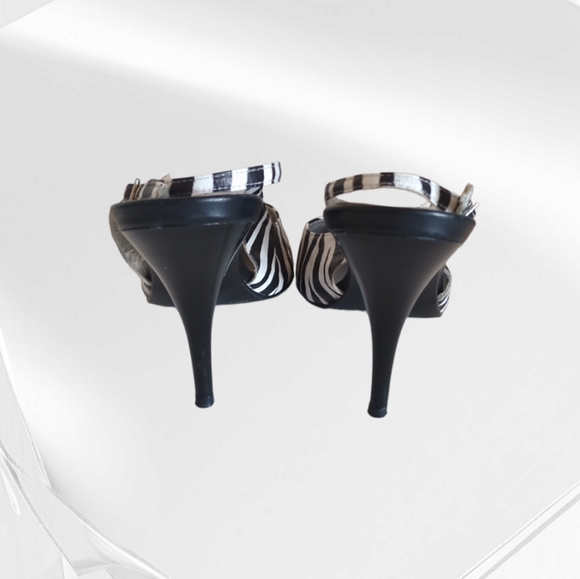 BCBGIRLS Zebra Stripe Leather Slingback Heel Pumps - Picture 5 of 16